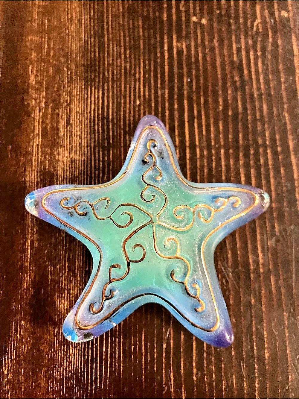 Ceramic Star Decor in Green & Blue Like New